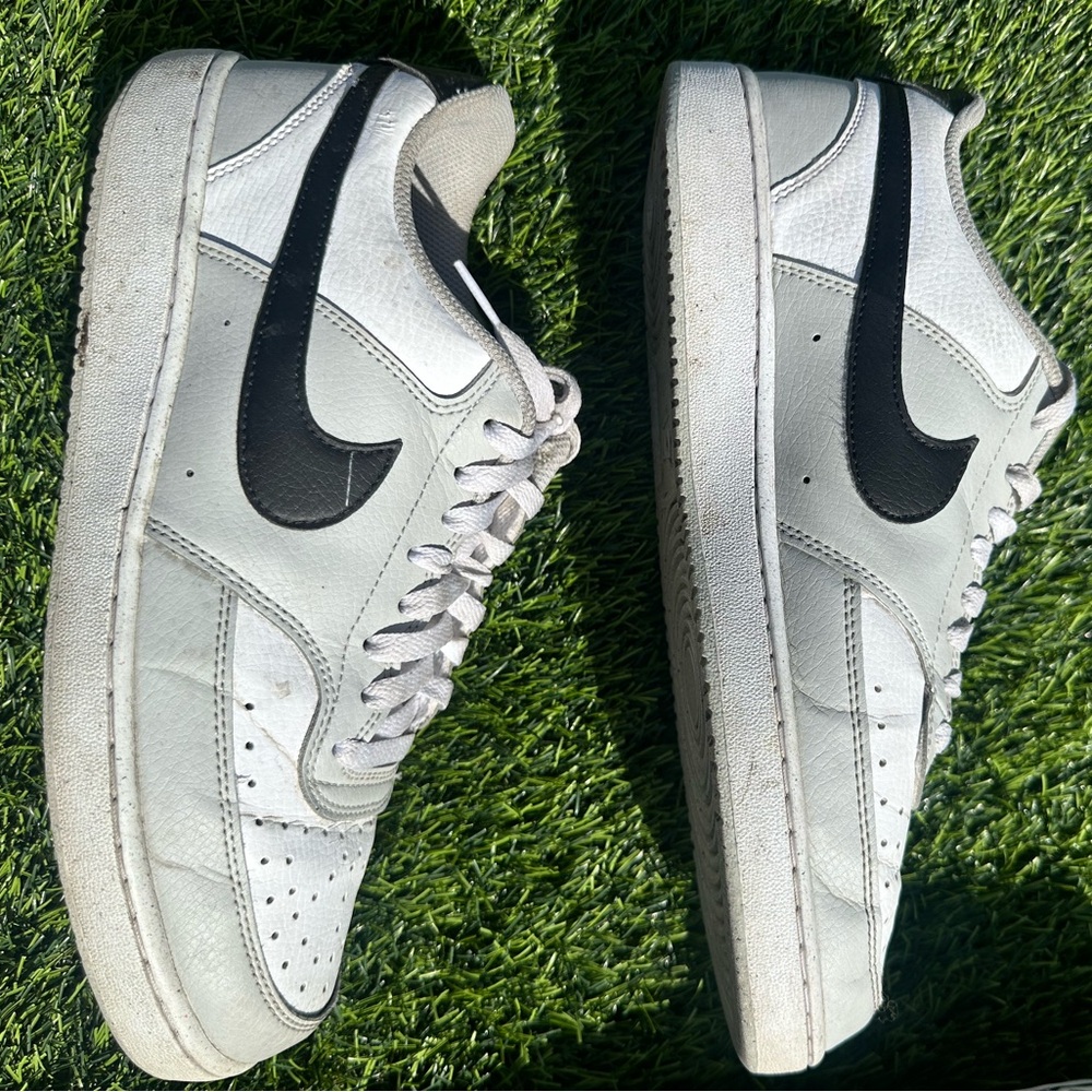 Nike Court Vision Classic White and Black Sneakers Mens 9